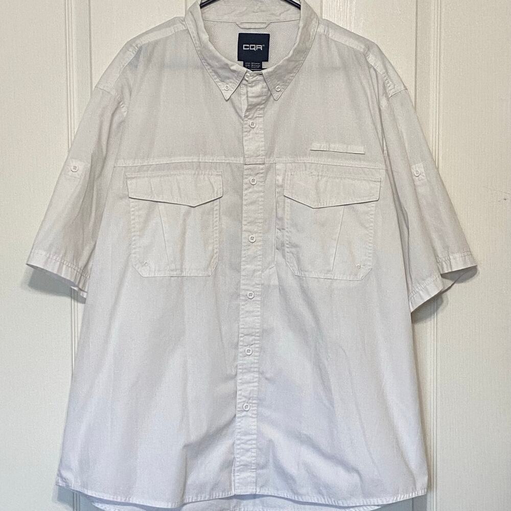 CQR Tactical Fishing Utility Shirt – White 2XL Short Sleeve